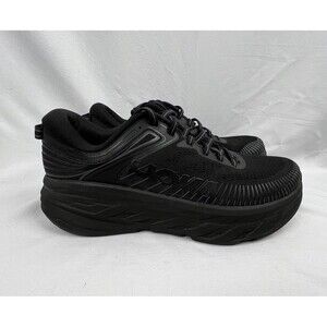 HOKA One One Bondi 7 Womens Sz 9 D Wide Running Shoes 1110531 BBLC Triple Black